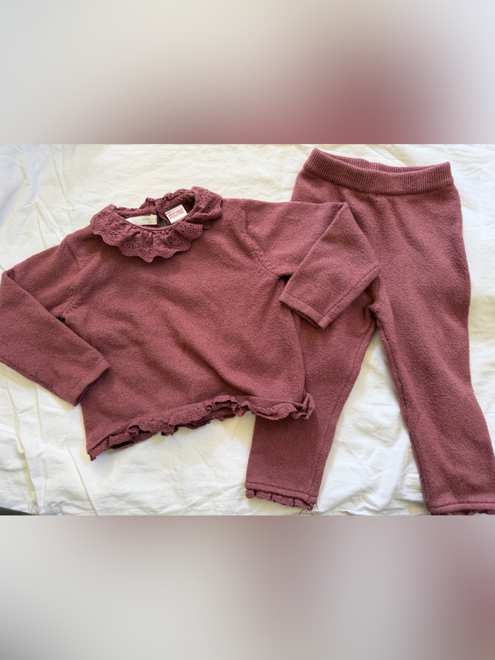 Zara Pink Knit Top & Leggings Set